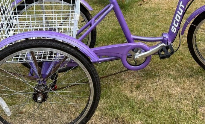 SCOUT Folding Tricycle with basket and 6 speed Shimano gears