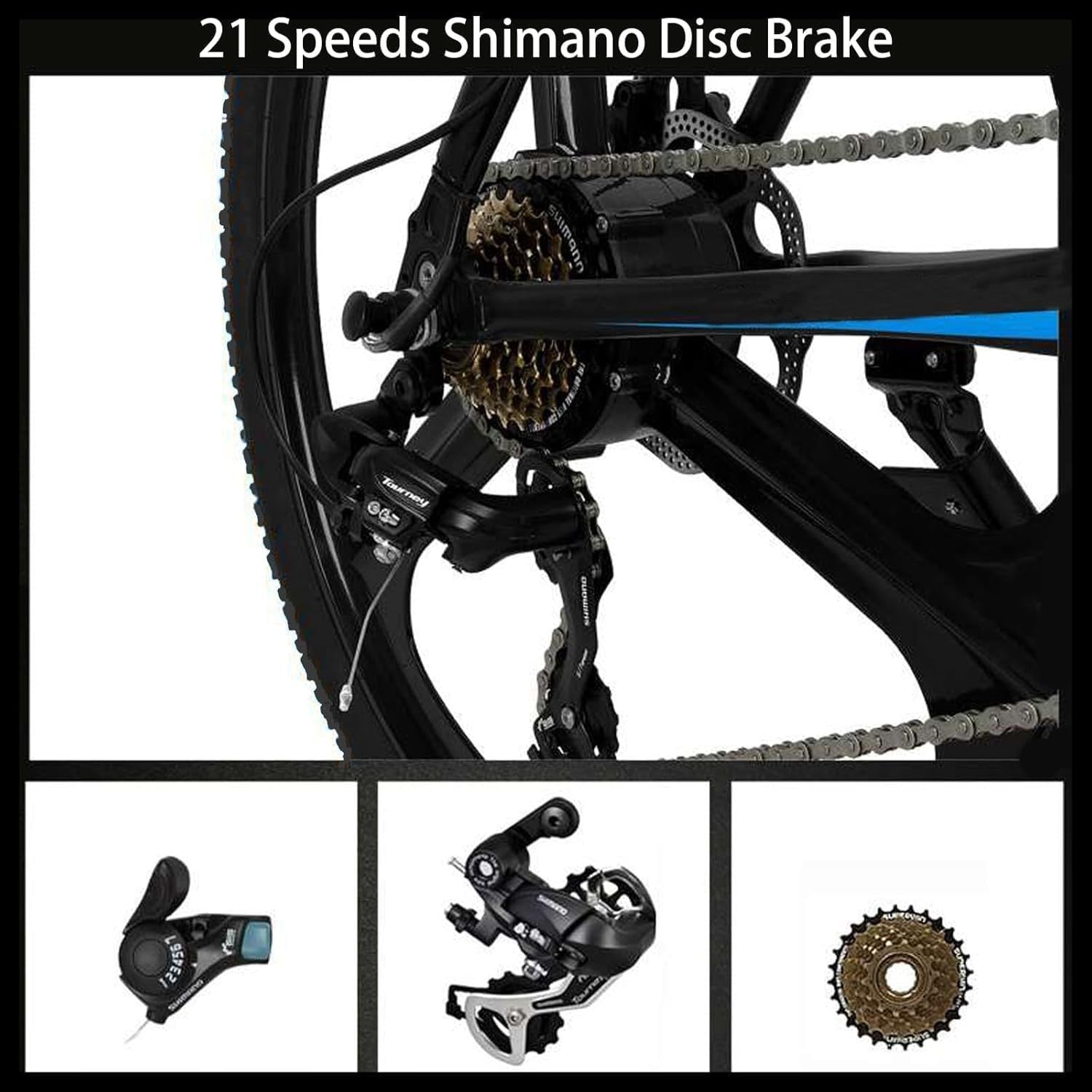 27.5" Mountain Bike Folding Frame 21-Speed Disc Brake MTB for Adults