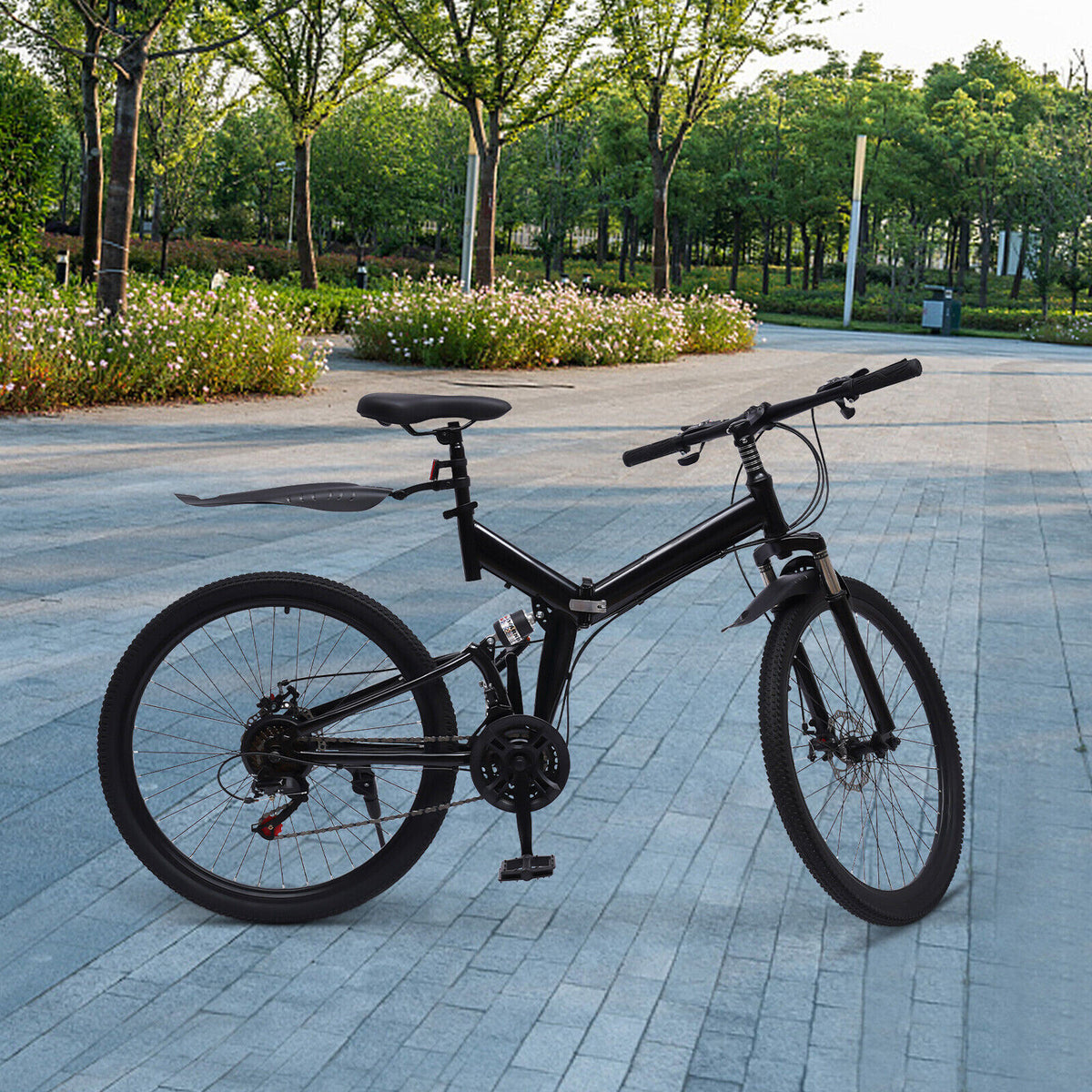 26" 21-Speed Folding Mountain Bike Foldable Bicycle Disc Brake Mountain Bike NEW