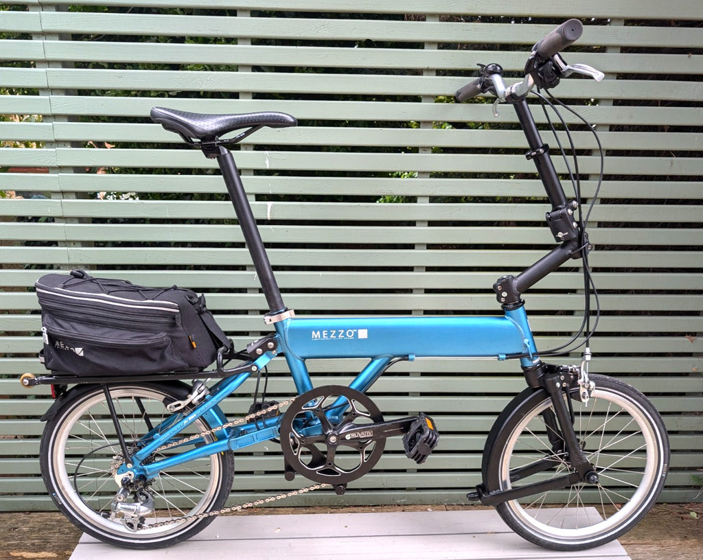 Mezzo D9 Folding Fold-up Foldable Bike with Rear Rack Bag