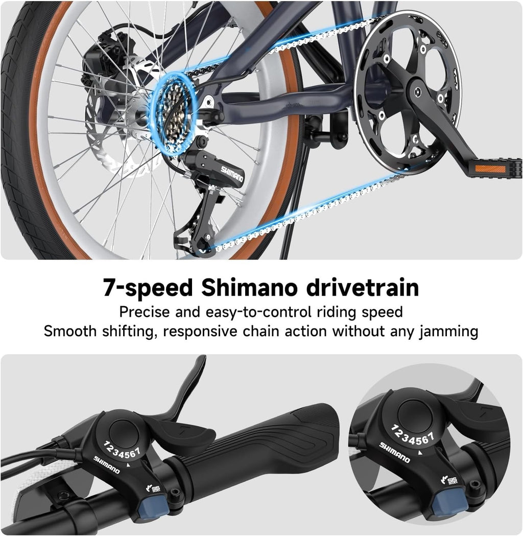 RCB GK4 Folding Bike 20 Inch, Foldable Bicycle with Aluminium Frame, 7-Speed Gea