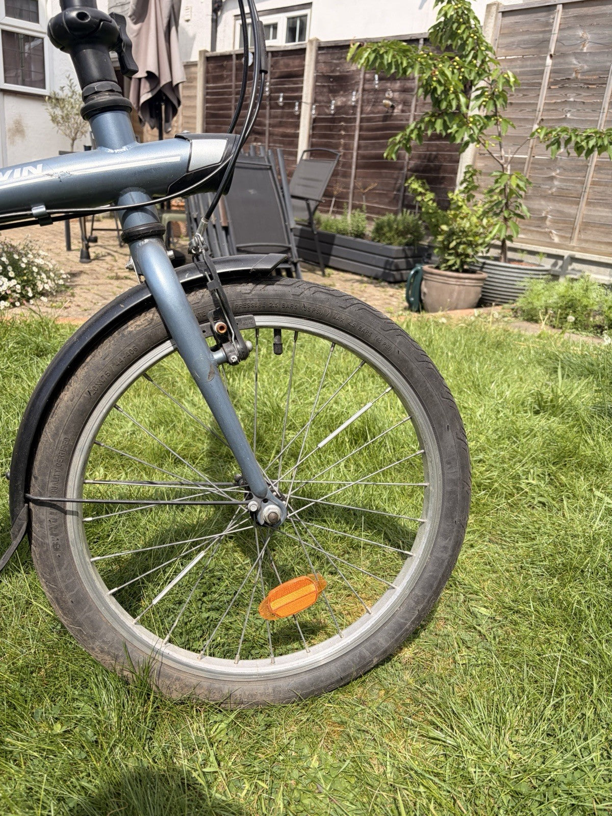 B'Twin Folding Bike Dark Blue Decathlon 20" Wheels Used