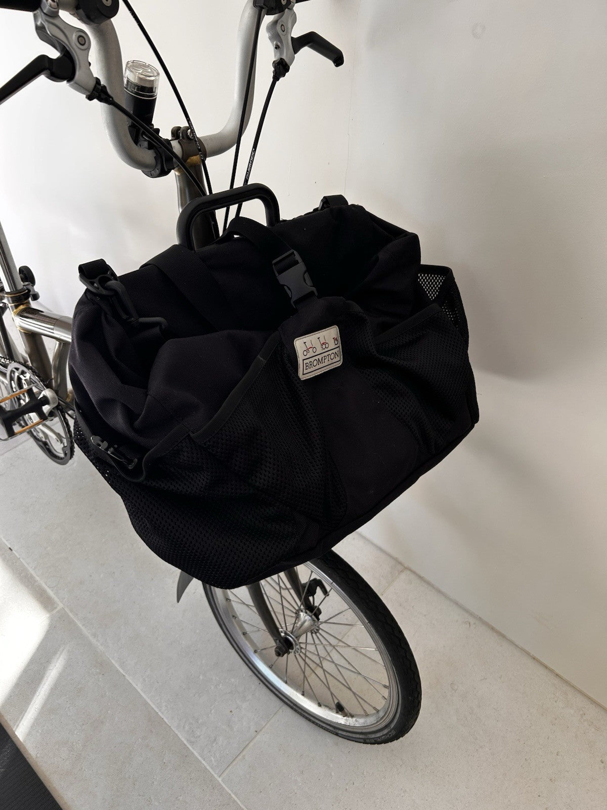 Brompton Folding Bike 6-Speed, Rare Raw Lacquer 2013 With Brompton L Front Bag