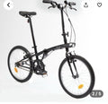 BTWIN 100 Folding Bike 20-inch, Black, 1-Speed, Bike Stand
