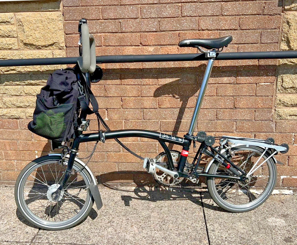 Brompton P6R Black Folding Bike 6 Speed Shimano Hub Dynamo +Genuine Brompton Bag