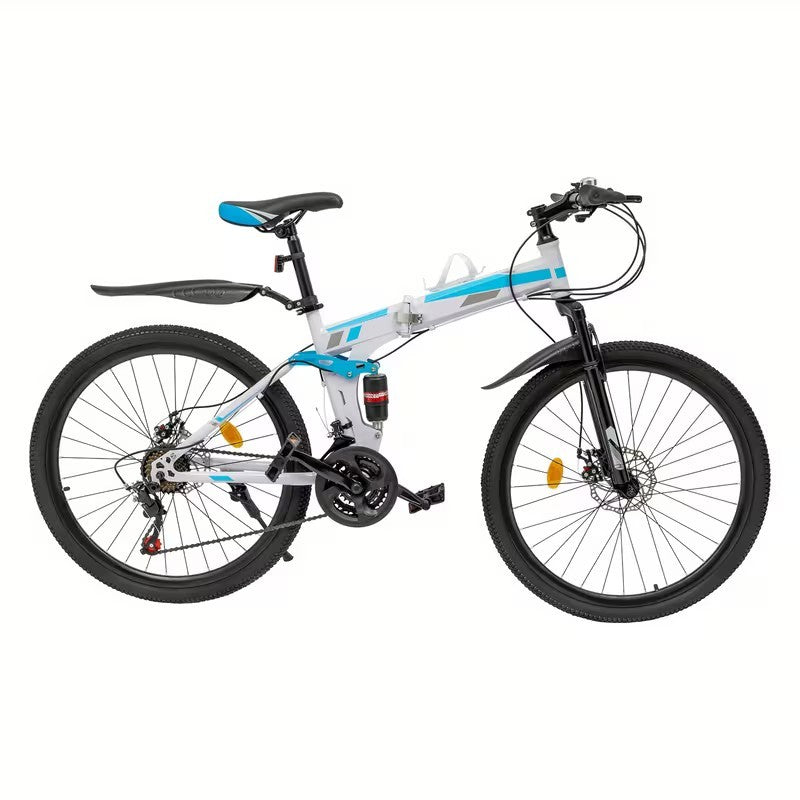 26in Folding Mountain Bike 21 Speed Men Bike MTB Bicycle School Dual Disc Brake