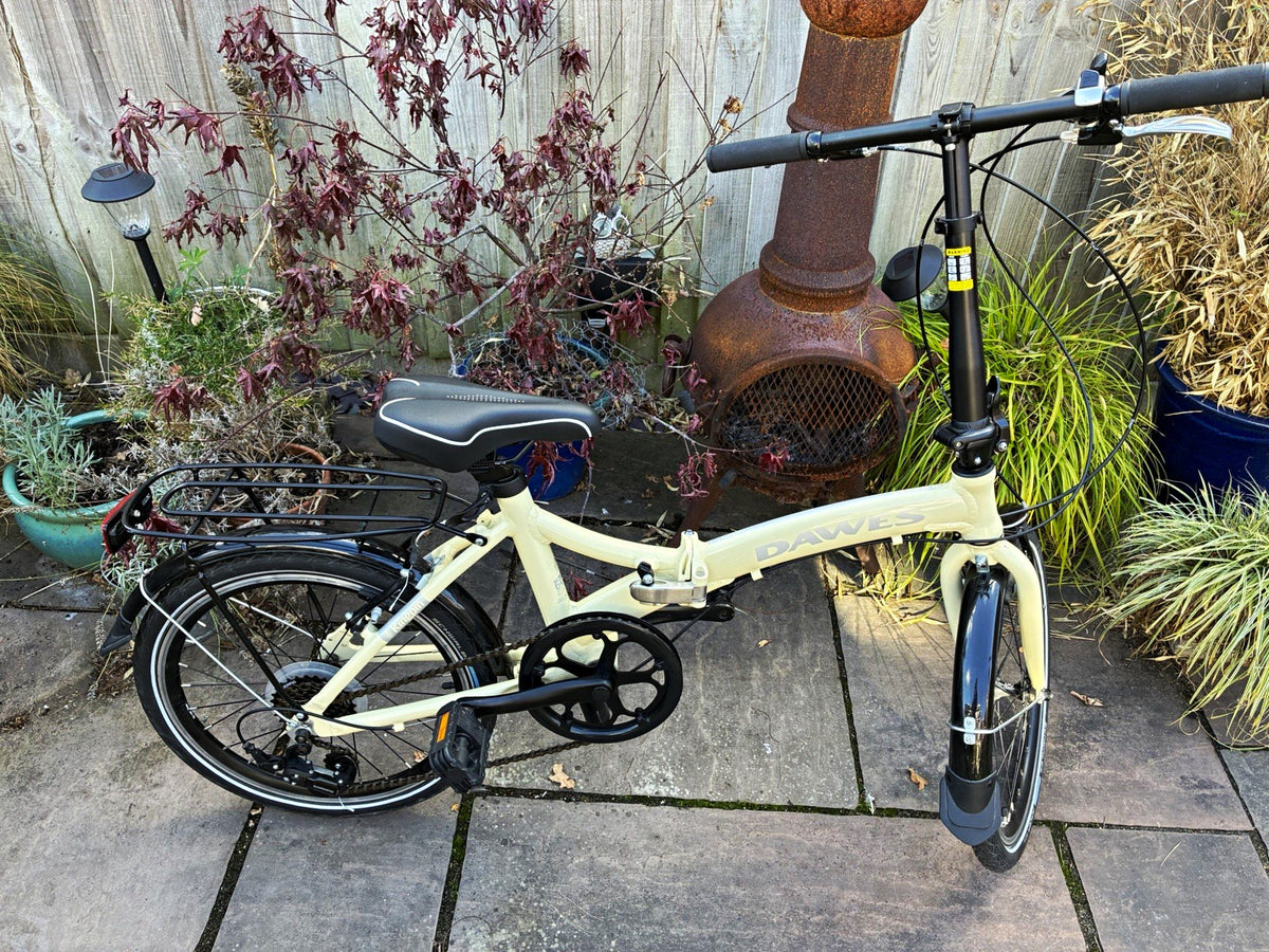 Dawes Kingpin Folding Bike ivory/Black Rear Rack Mudguards V-Brake