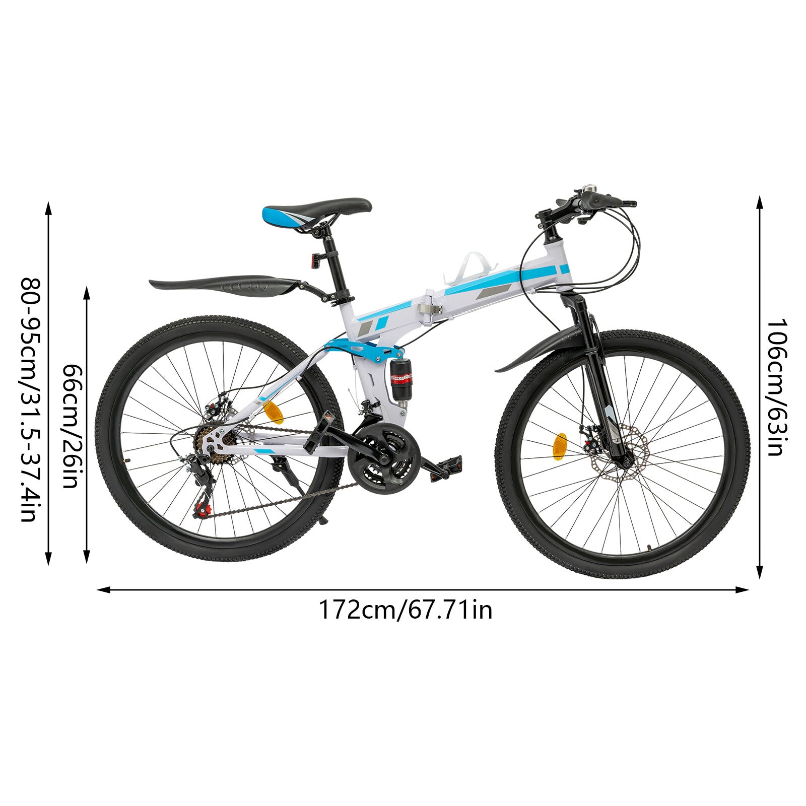 26" Folding Mountain Bike 21 Speed Men Bikes MTB Bicycle School Dual Disc Brake