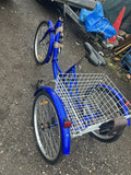 Adult Tricycle - Folding Trike - Blue - With Rear Basket - Needs Handlebars