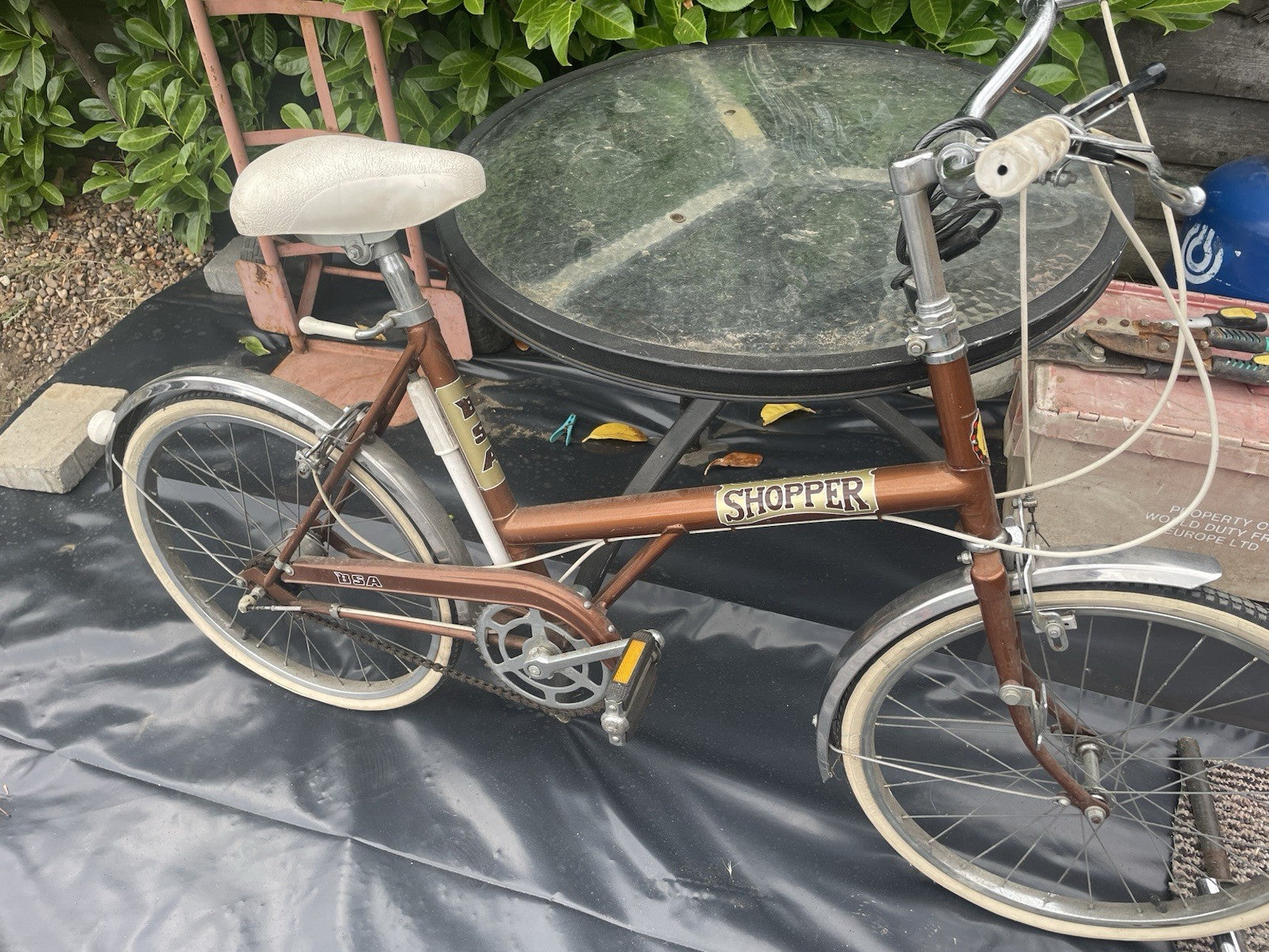 BSA Shopper Folding Bike 20 in 1 Speed Brown/White Mudguards Caliper Brakes