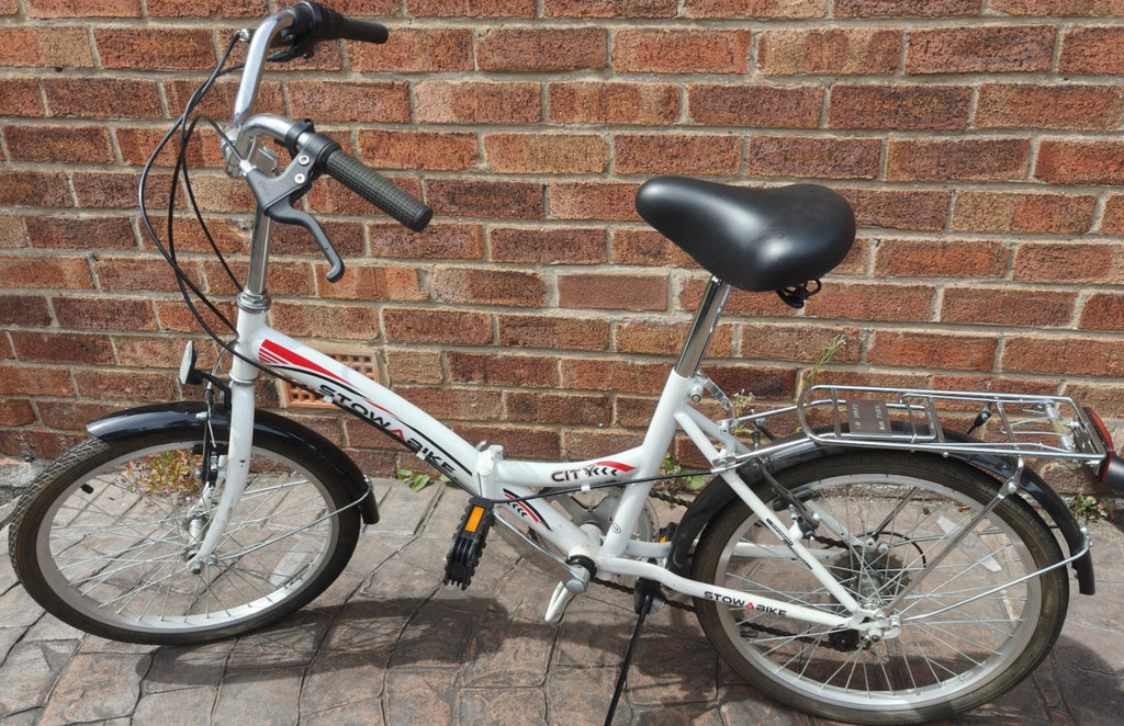 White Folding Bike Foldable City Bike for Adult Commute/Caravan/Camping Bicycle.