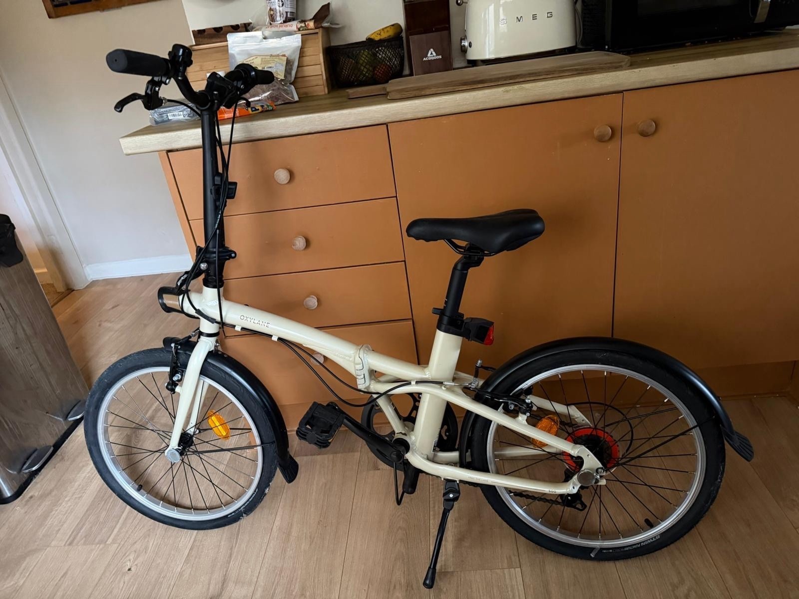 Unused Btwin Folding Bike Cream Colour