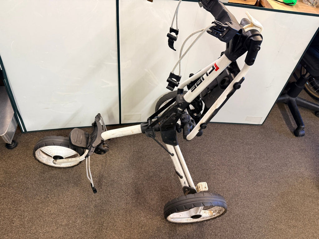 SkyMax CUBE Golf Trolley - Ultra Compact 3-Wheel Push Cart - White/Black