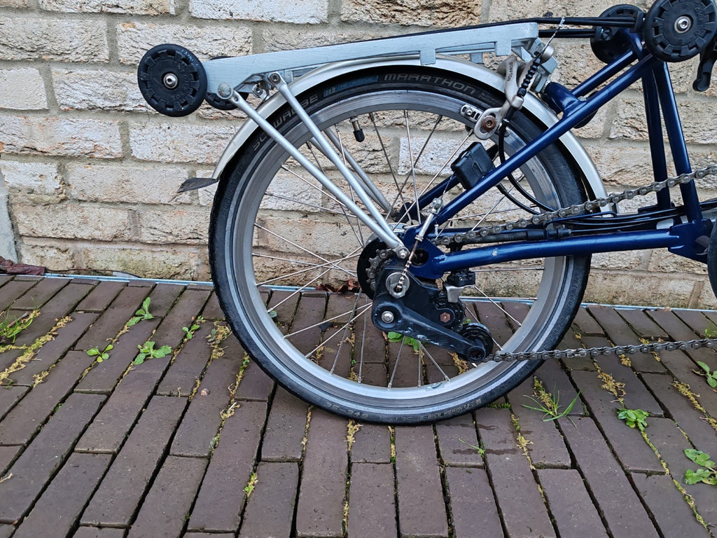 Brompton H6R 6 Speed Folding Bike Rack Brooks Saddle Commuter Blue