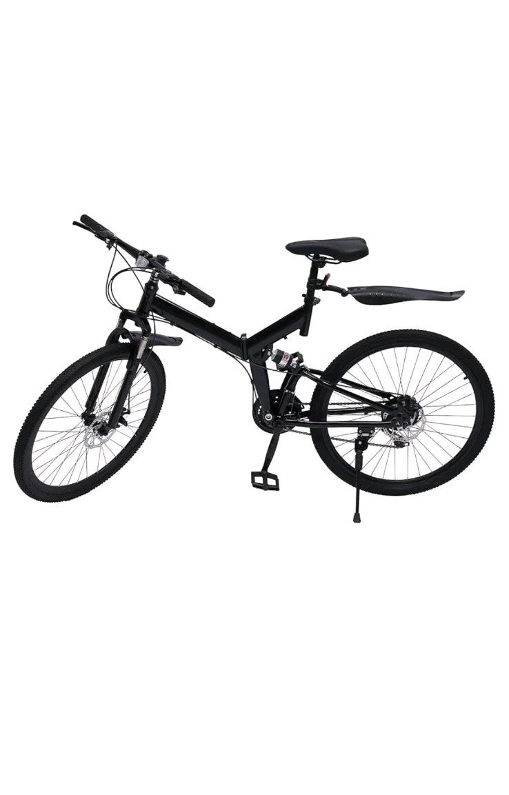 26 in Folding Mountain Bike 21-Speed MTB Bicycle Full Suspension Disc Brake Bike