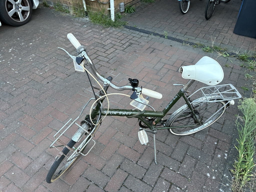Stowaway 20in Green Step-Through Folding Bike, Front/Rear Racks, Mudguards