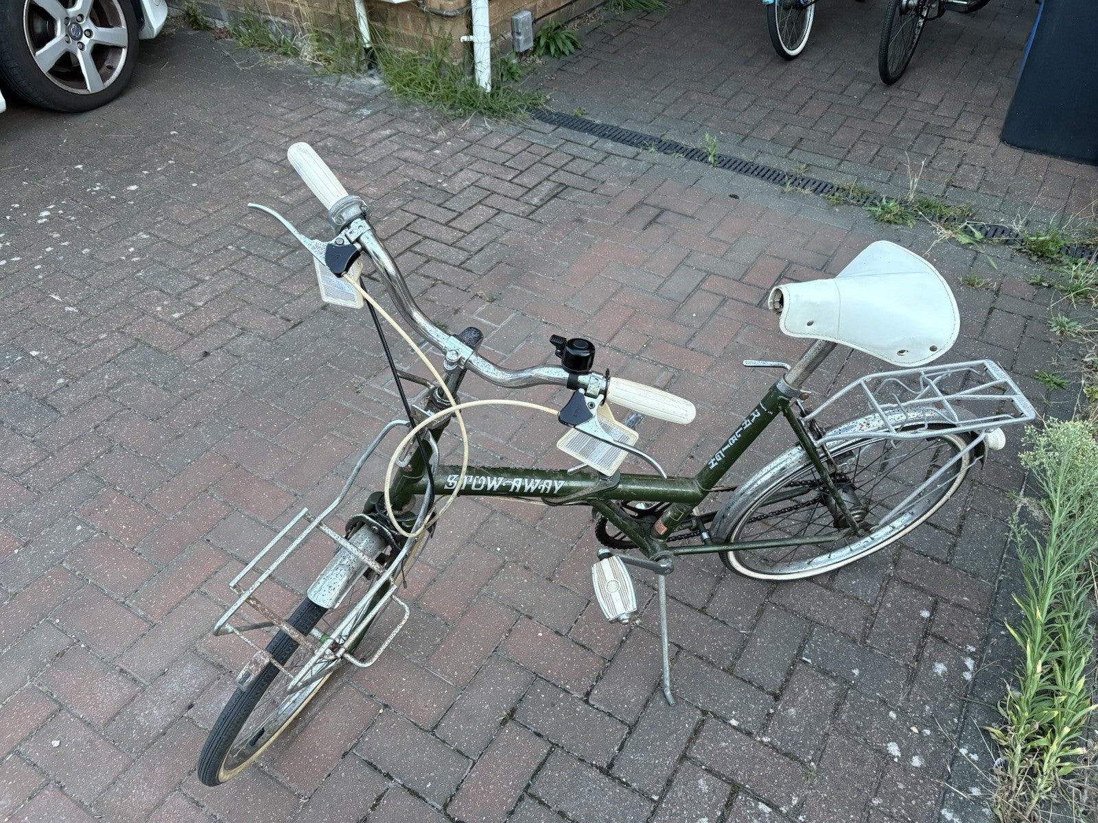 Stowaway 20in Green Step-Through Folding Bike, Front/Rear Racks, Mudguards