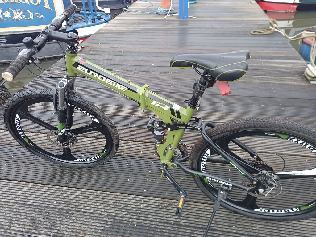 Eurobike G4 Green Full Suspension Folding Mountain Bike 21-Speed