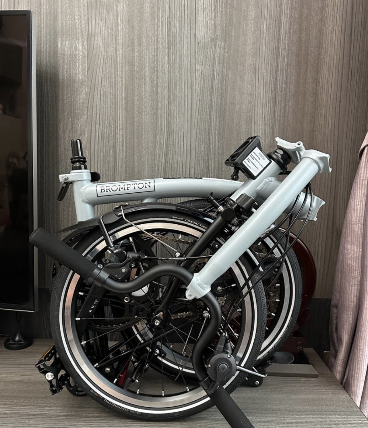 Brompton P-Line 4 Speed Folding Bike 16in High Bar, Lunar Ice