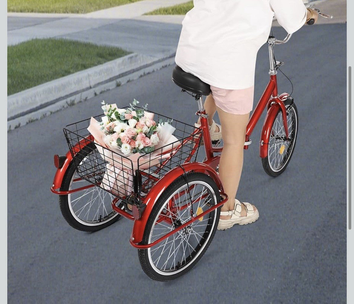 20 Inch Adult Tricycle Folding Model, Seniors Shopping Cargo Trike