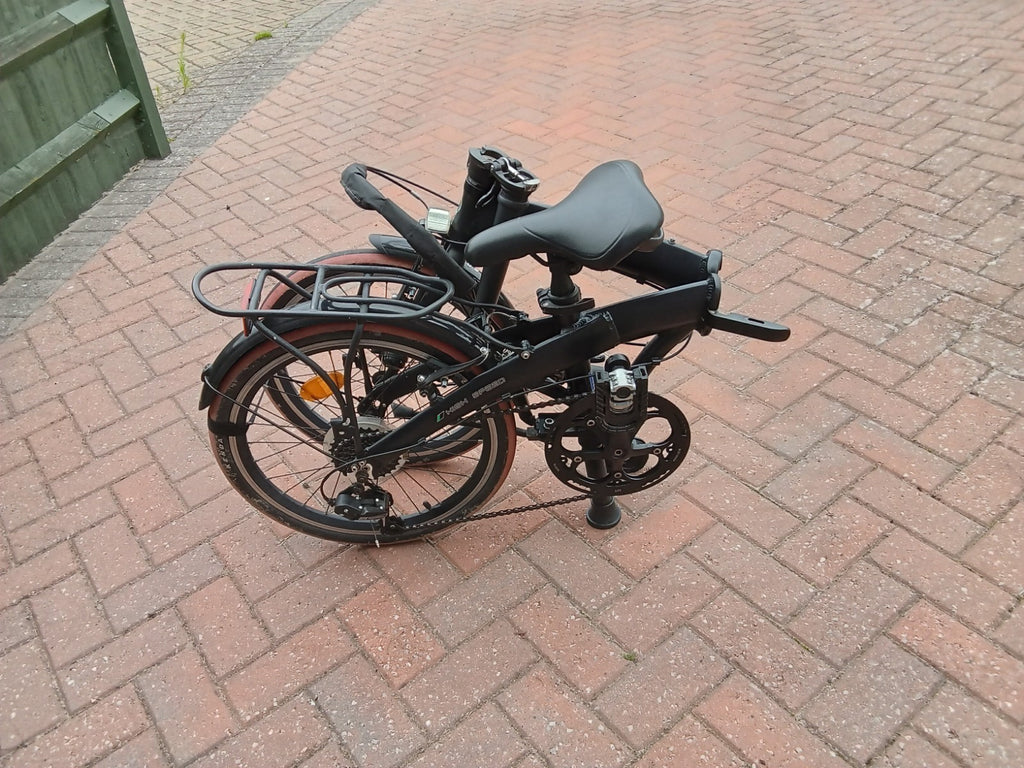 Ecosmo Folding Bike 20in Black 7-Speed Rear Rack Mudguards Kickstand