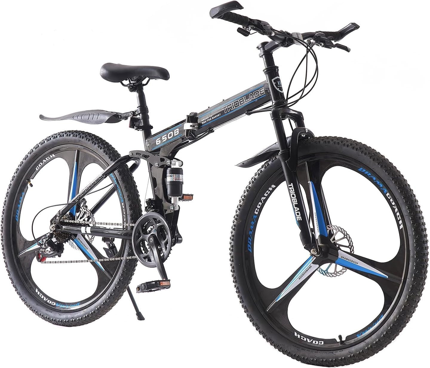 Folding 27.5" Mountain Bike 21 Speed Dual Suspension Men Women MTB