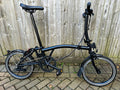 Brompton C Line Black Folding Bike 16in wheels 6 Speed flat bars long seat post