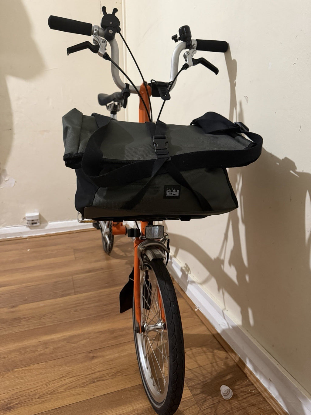 Brompton M3L Folding Bike 3 Speed Orange Genuine Brompton Borough Roll Top Bag