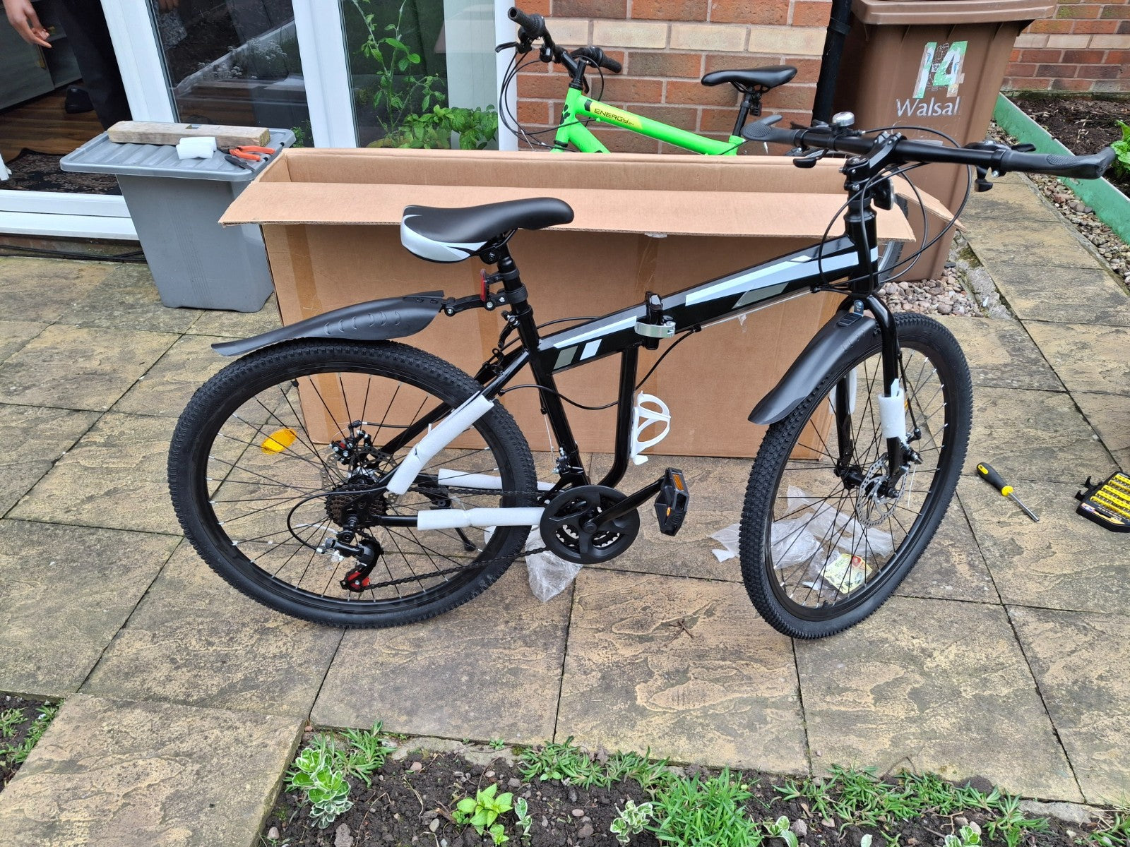 Folding Mountain Bike 26 inch Wheels Full Suspension Bicycle Matte Black