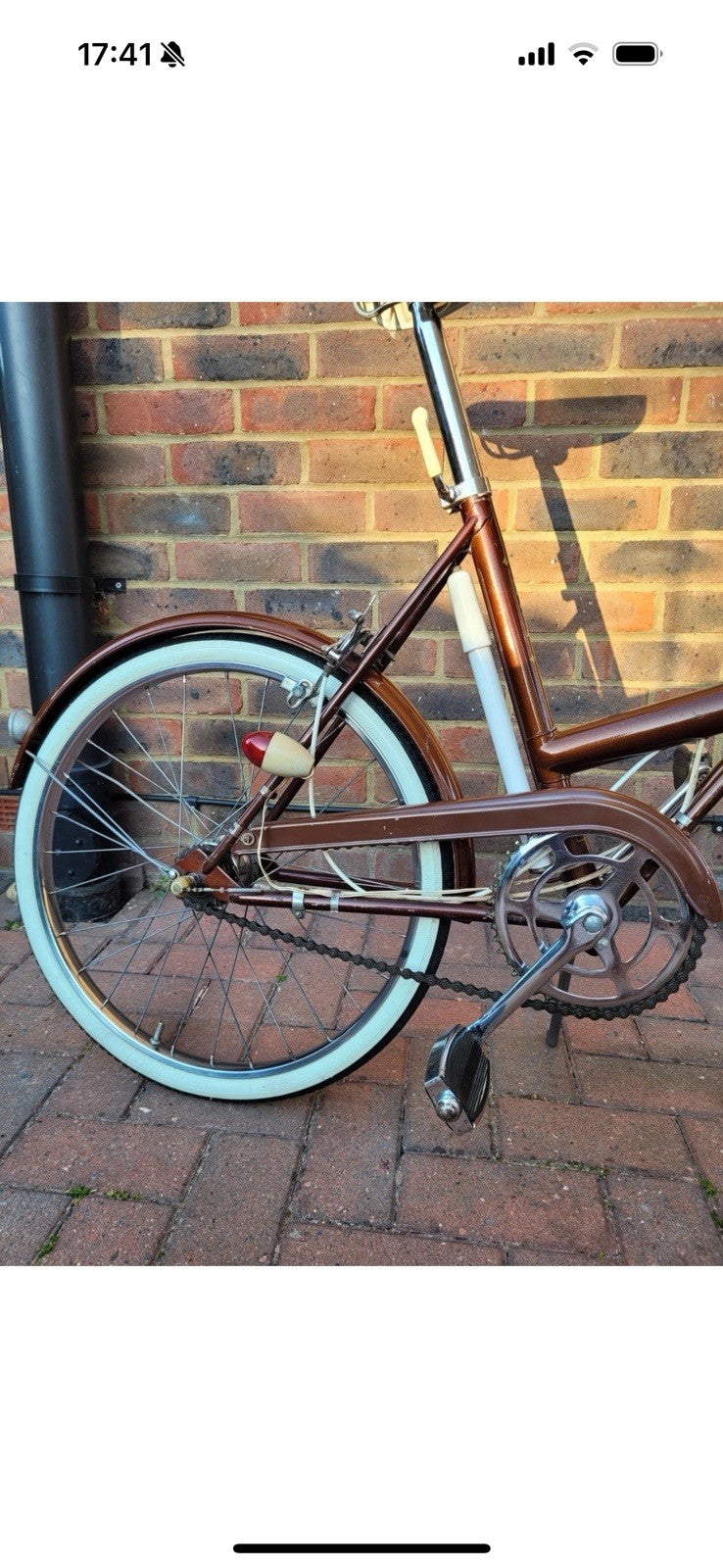 Raleigh BSA 20 Folding Bike 20in Brown/White with Mudguards & Front Light