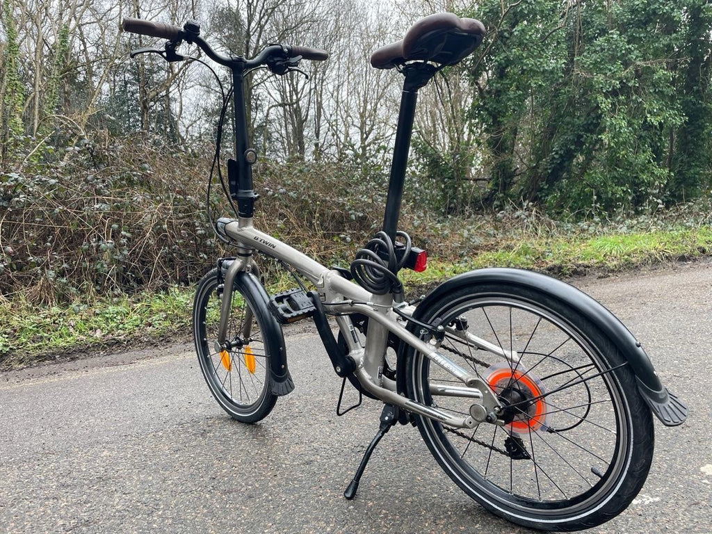BTWIN Folding Bike Fold 500 Black Colour,brown Seat