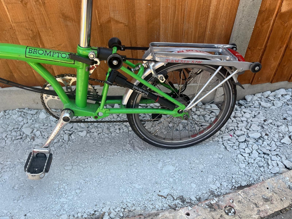Brompton 6-Speed, Green with Rack and Extended Seat Post, dynamo lights