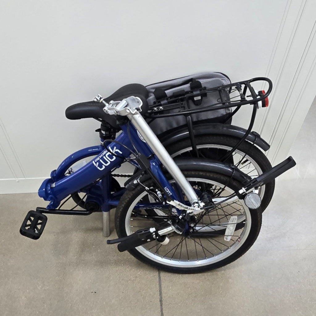 Apollo Tuck Folding Bike 20in Blue 1-Speed V-Brake Kickstand