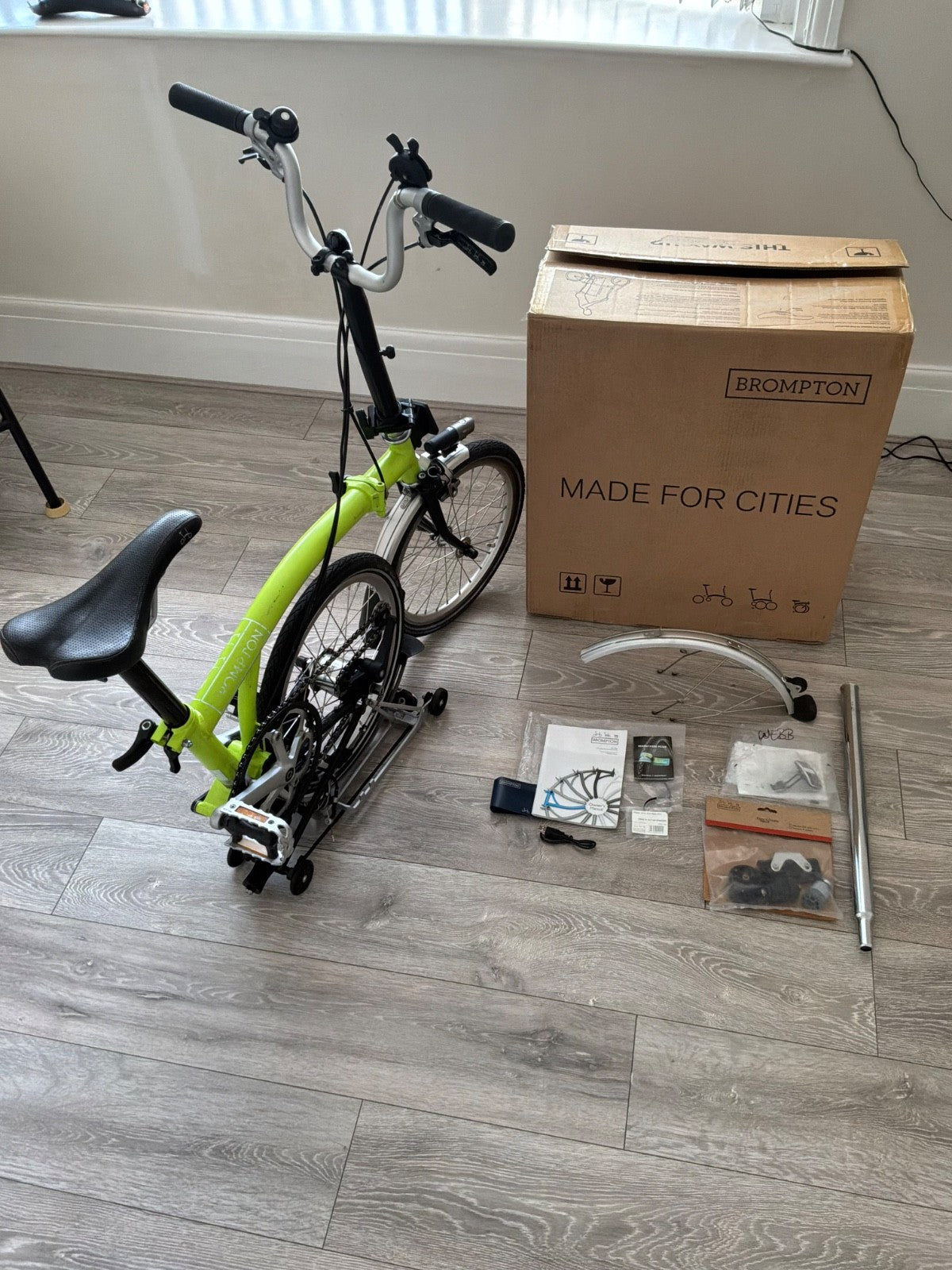 Brompton H3R, C Line, Folding Bicycle in Lime Green/Black