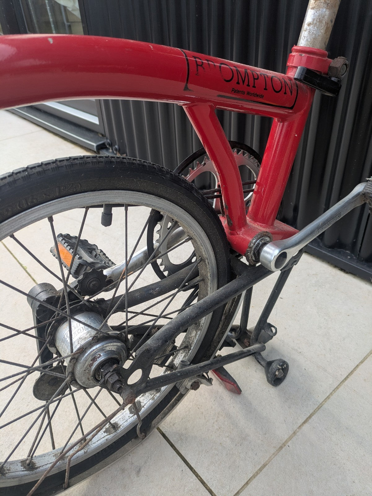 Brompton 1994 Folding Bike 16" with 3-Speed Sturmey-Archer Gears Red