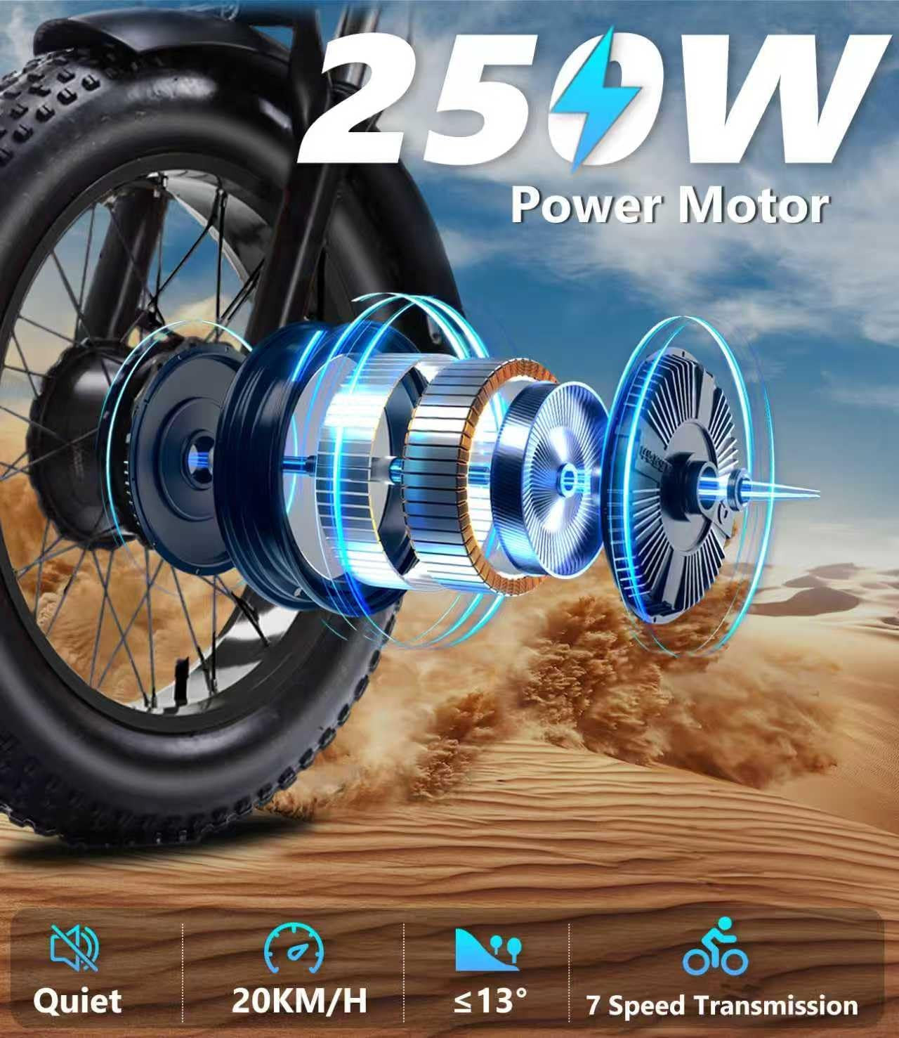 Adult Electric Tricycle 20-Inch Non-Folding/Folding 7-Speed Tricycle with Large