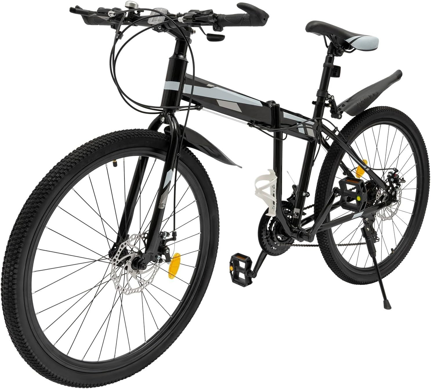 26" Folding Mountain Bike 21-Speed Carbon Steel Frame Disc Brakes MTB
