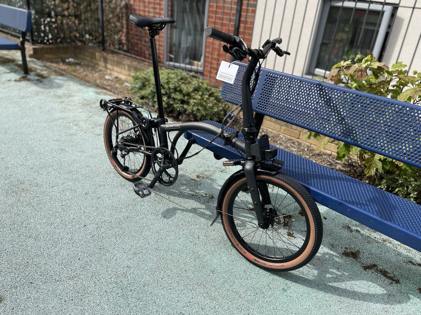 Brompton Folding Bike Black 20 in Mechanical Disc Brakes Mudguards Flat Bar