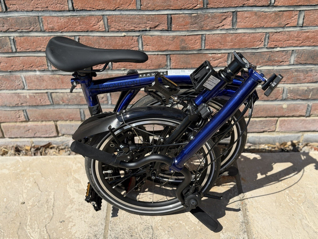 Brompton P Line 4-Speed Folding Bike Bolt Blue Lacquer All Original Accessories