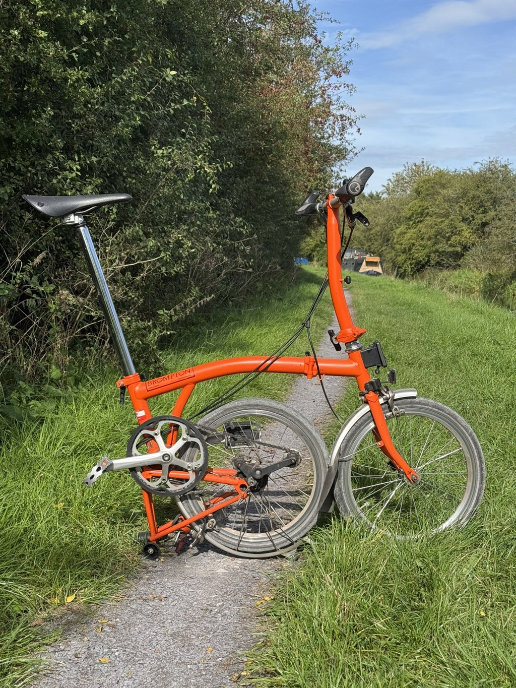 Brompton S3L Orange 3 Speed flat handlebars, Brooks Cambium Saddle