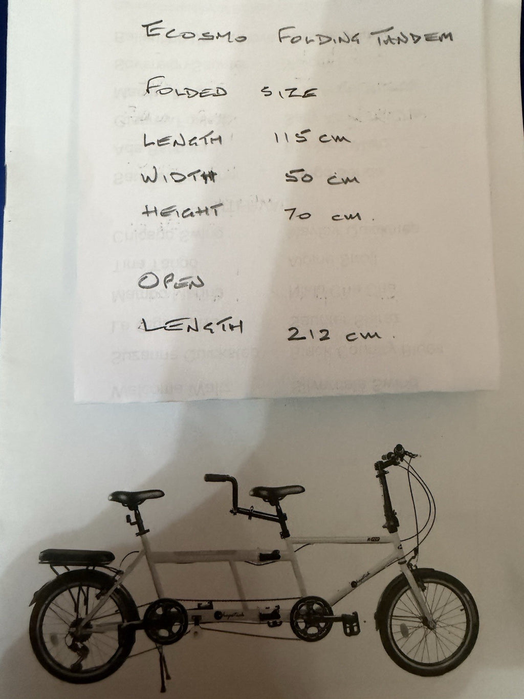 Ecosmo 20 Inch Wheel Folding Tandem Bicycle Bike Black