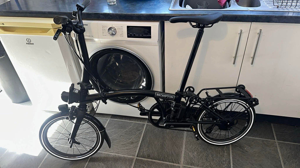 Brompton C Line 6 Speed Folding Bike 16in, Black, Rear Rack, Mudguards
