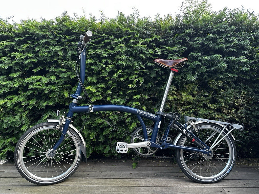 Brompton S3RU Folding Bike 3-speed, Navy Leather Saddle Excellent Condition