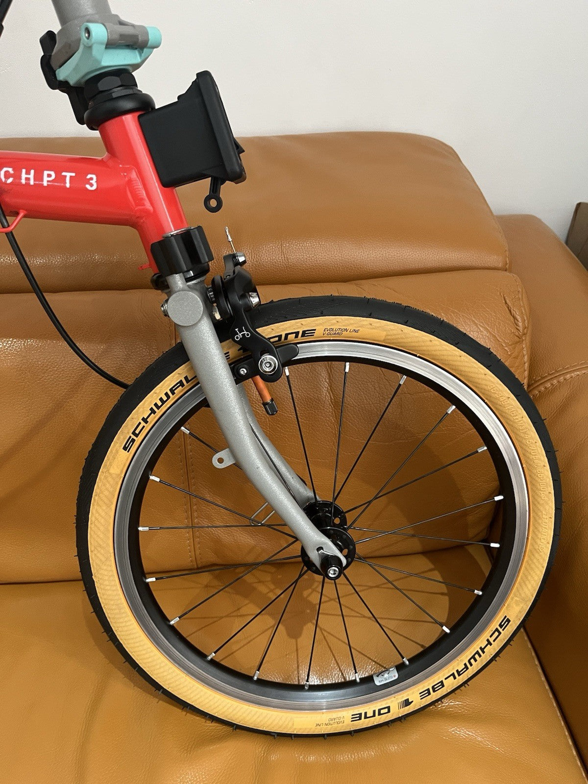 Brompton CHPT3 Folding Bike 16in Wheels S Frame 4-Speed Grey/Red With 2 bags!