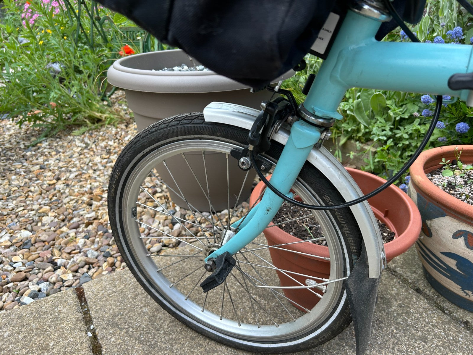 Brompton B75 16" Folding Bike - Blue with C bag and luggage rack