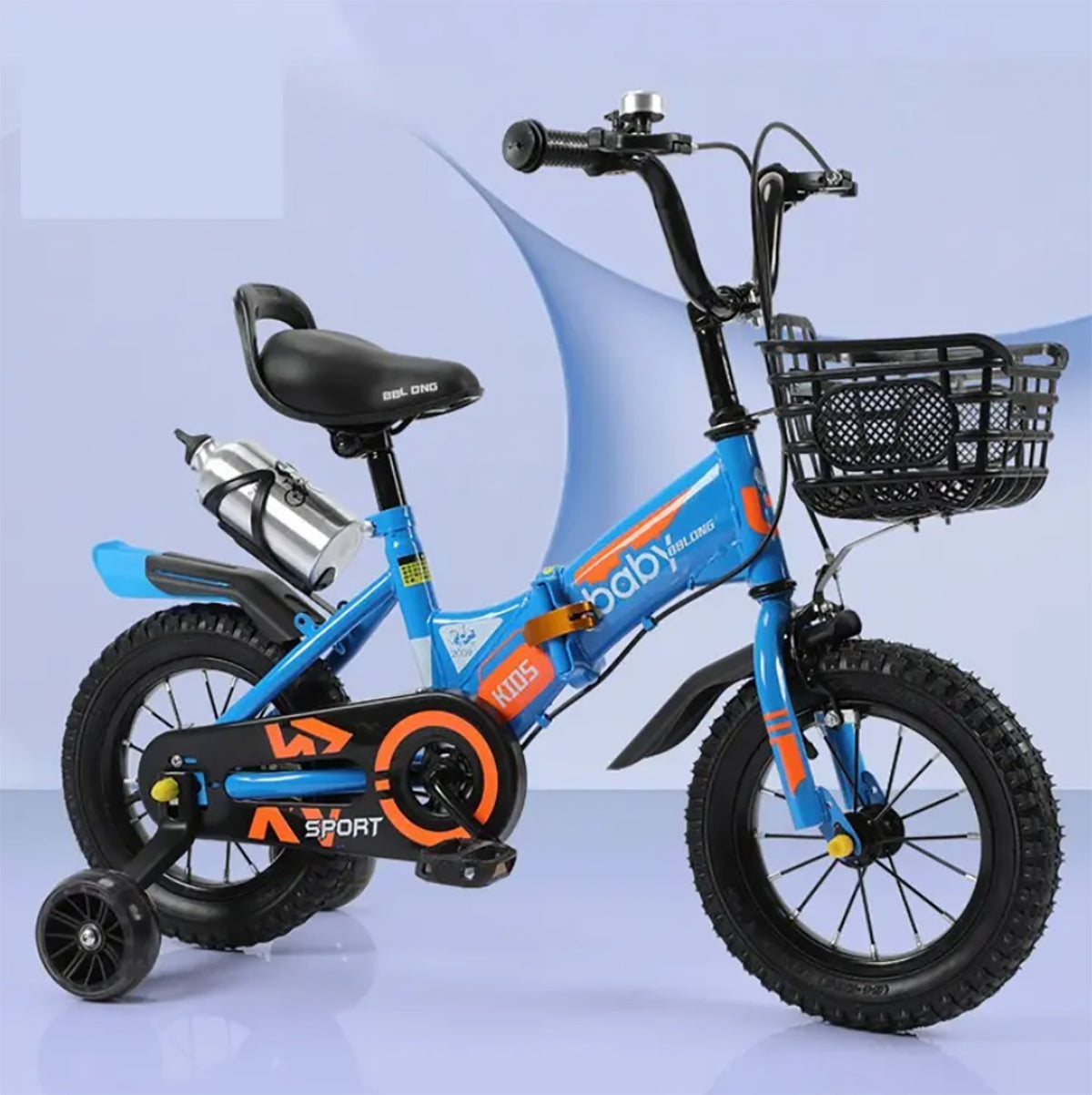12/14/16/18 inch Kids Boys folding bike cycle + Removable Rack & Basket-BLUE