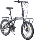 20" Folding Bike 7 Speed Disc Brake Lightweight Adult Commuter Bicycle