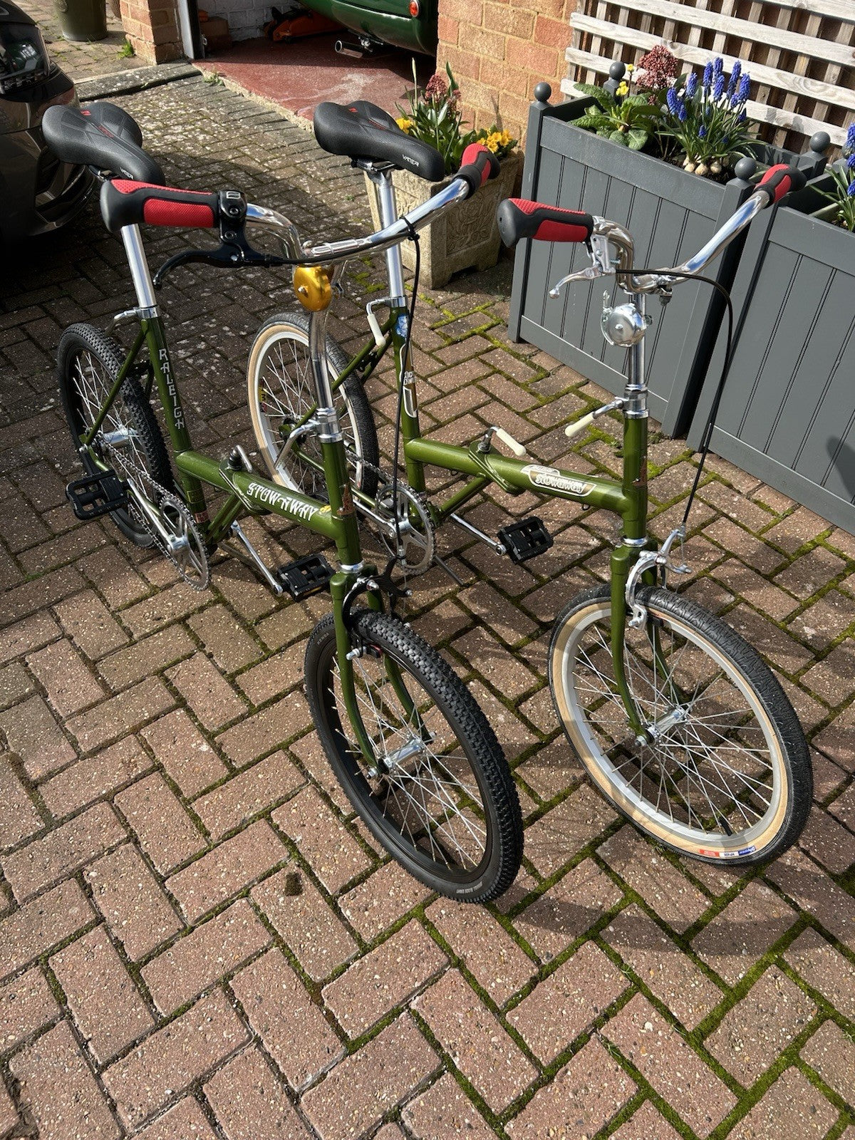 Pair of Customised Retro Nottingham-built Steel Raleigh Stowaway Folding Bikes