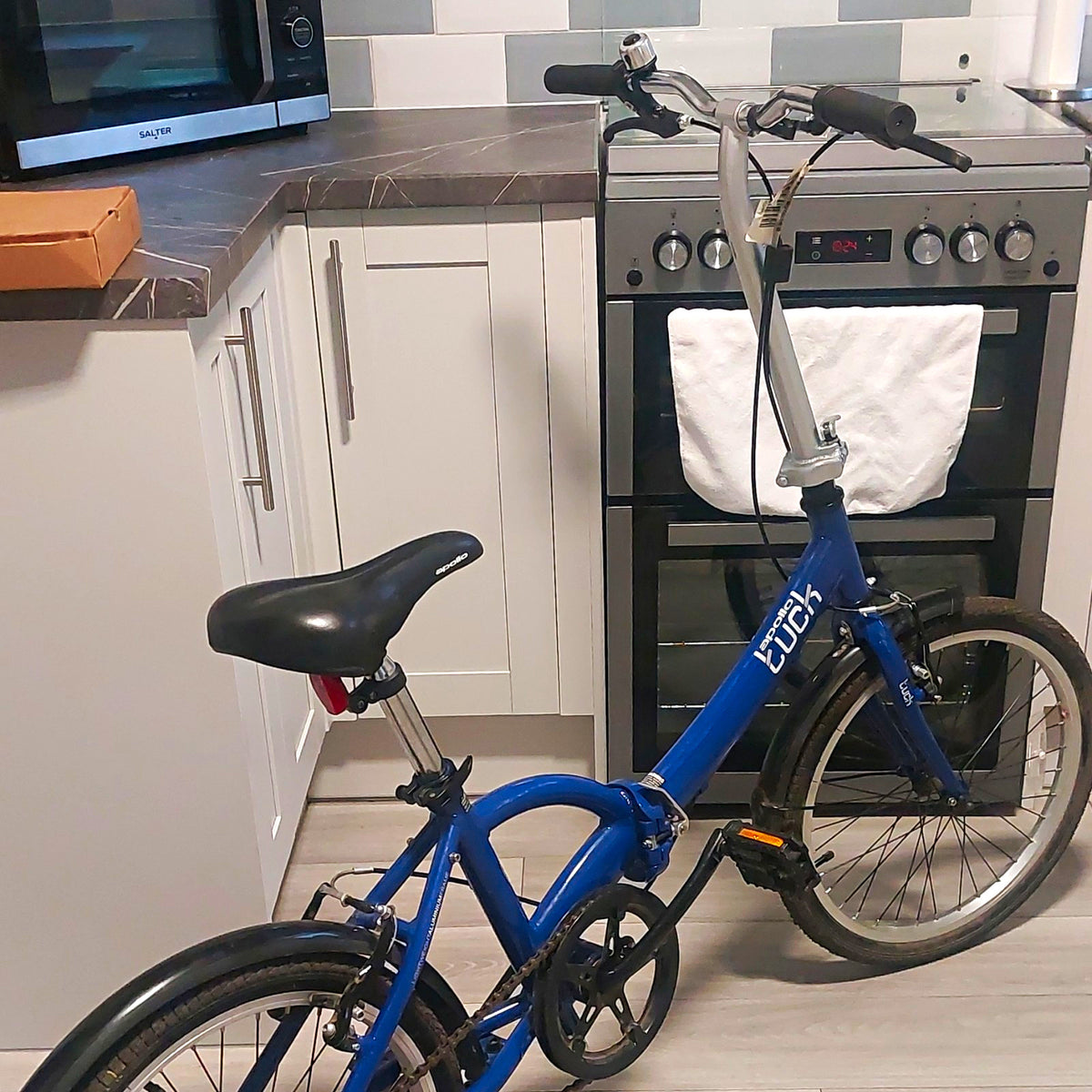 ZLCK Folding Bike Blue 20in Wheels, Steel Frame, Mudguards Reflectors, 1 Speed