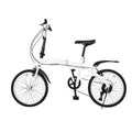 20 inch Unisex Folding Bike Adult Kids City Bike 6 Speeds V Brakes Bicycle White